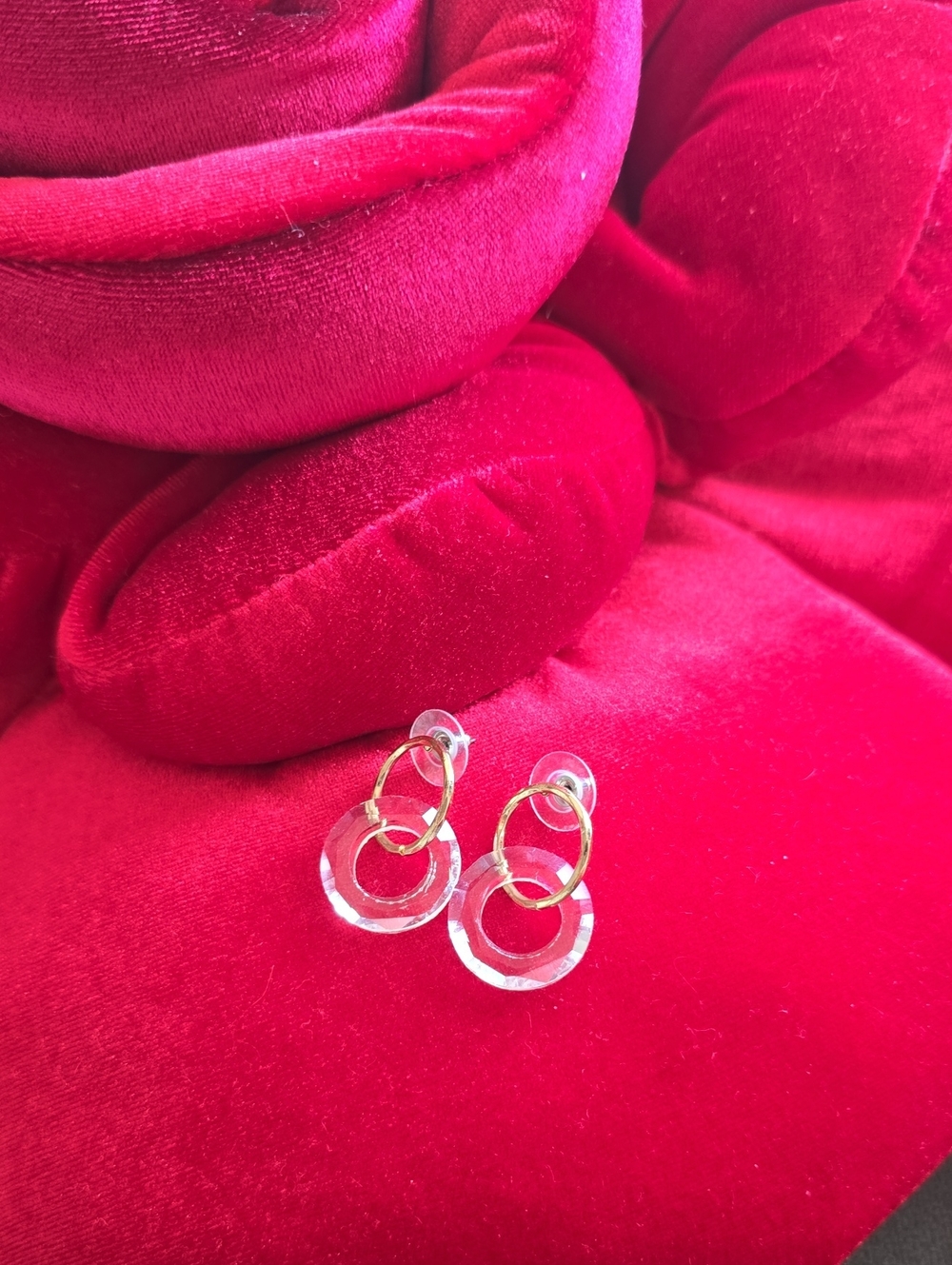 Gold Hoop and Clear Lucite Drop Earrings - Women Jewelry